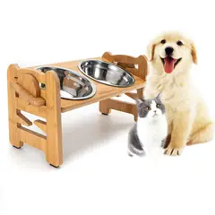 COZYNOOK - Comedero Bebedero Ajustable Perros Plato Doble Elevado Gatos