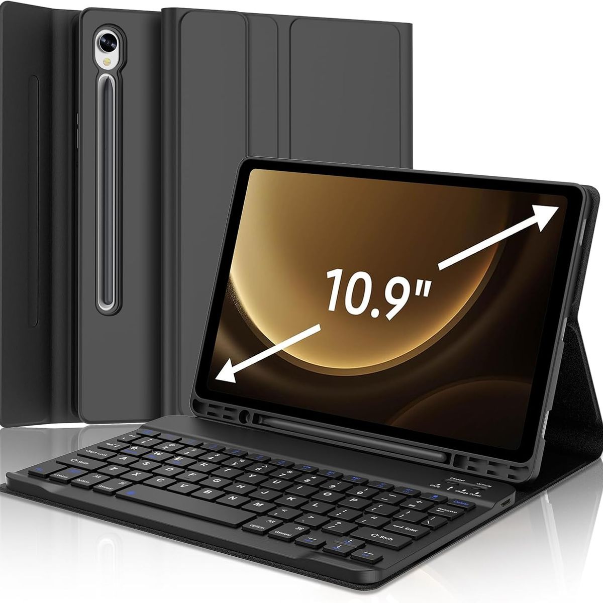 KUANGYE - Funda Con Teclado Compatible con Samsung Galaxy Tab S9 Fe 10.9 / S9 11