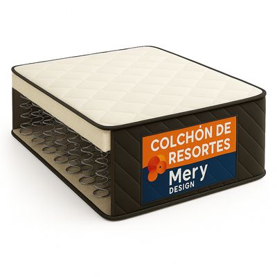 Imagen 2 del producto Cama Plaza y Media Crudo Capitone + Colchon Mery Desing