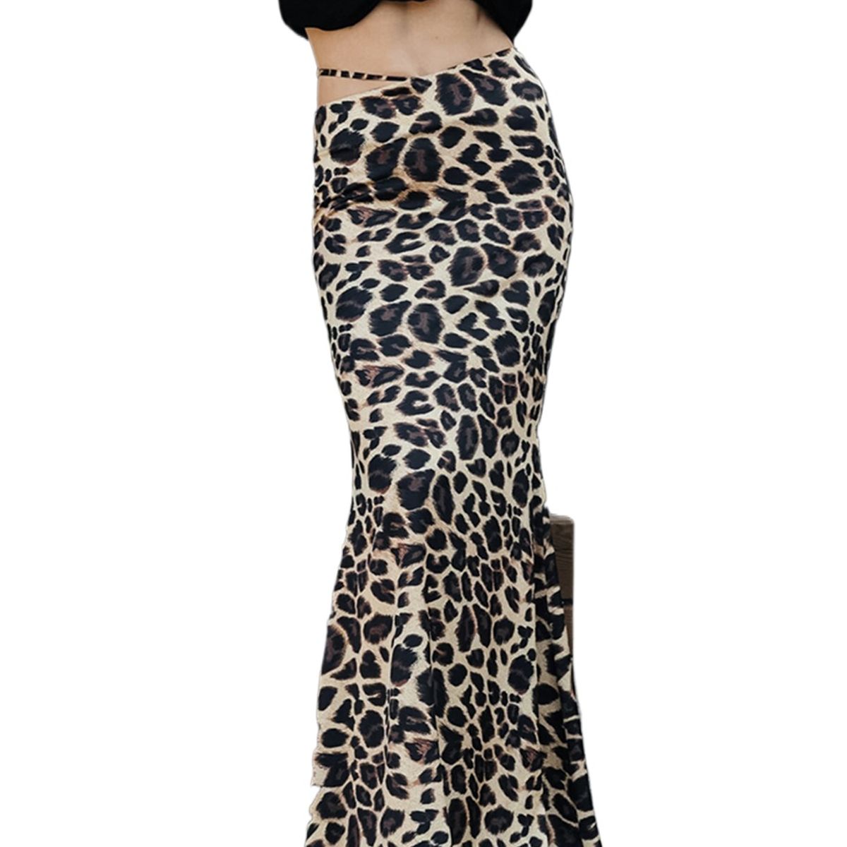 TIOZONEY - Falda larga con estampado para mujer - Negro