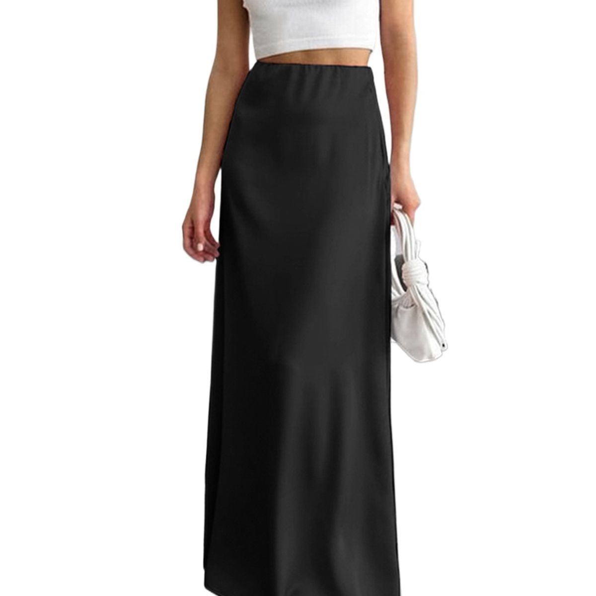 TIOZONEY - Falda larga con estampado para mujer - Negro