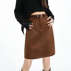 TIOZONEY - Falda larga con estampado para mujer - Marrón