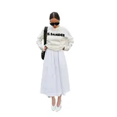 TIOZONEY - Falda larga con estampado para mujer - Blanco