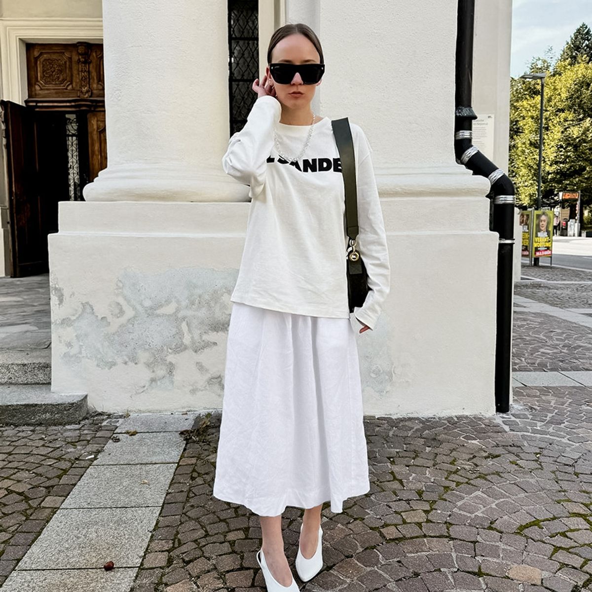 TIOZONEY - Falda larga con estampado para mujer - Blanco