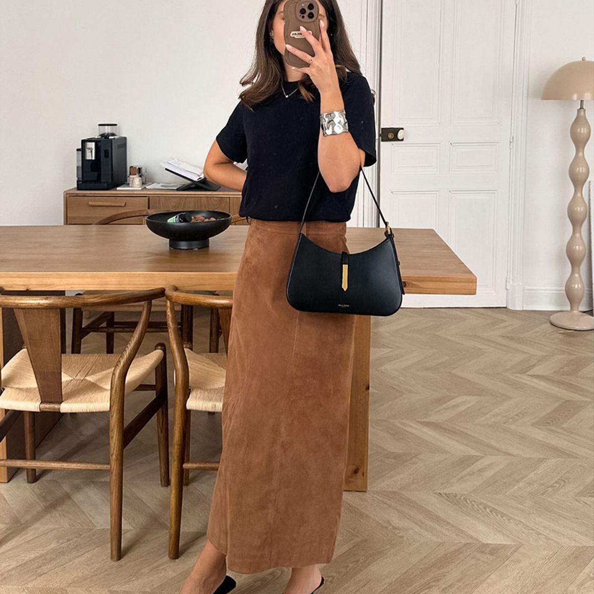 TIOZONEY - Falda larga con estampado para mujer - Marrón