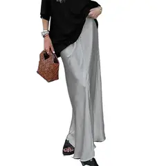 TIOZONEY - Falda larga con estampado para mujer - Plata