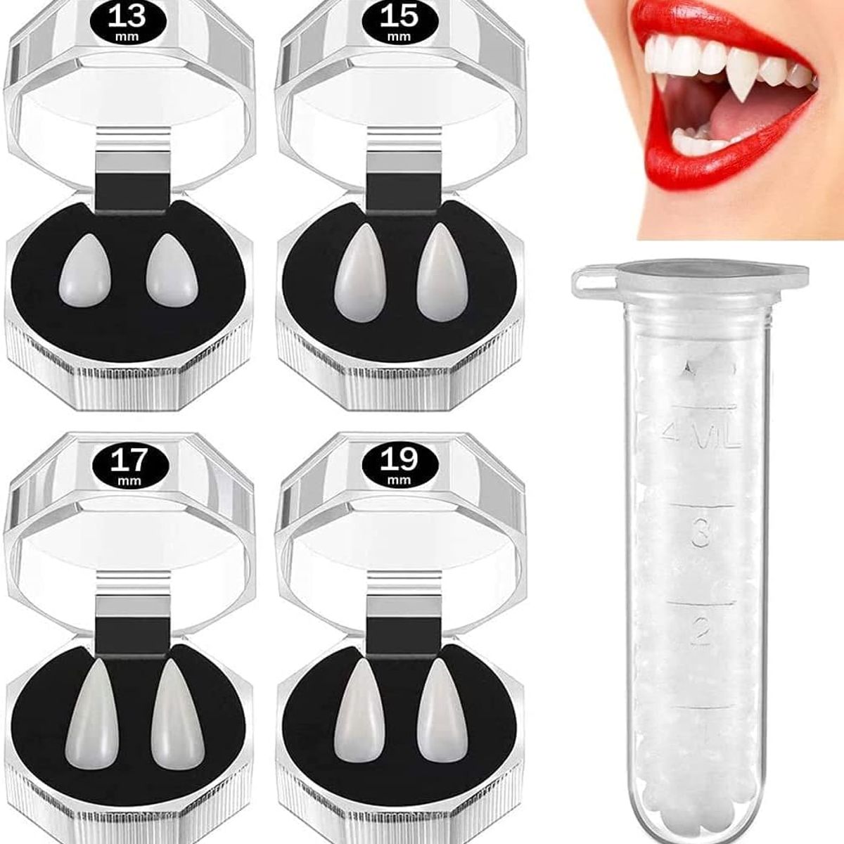 KUANGYE - 4 Pairs Vampire Teeth Fangs Dentures Cosplay Props Halloween