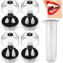 KUANGYE - 4 Pairs Vampire Teeth Fangs Dentures Cosplay Props Halloween