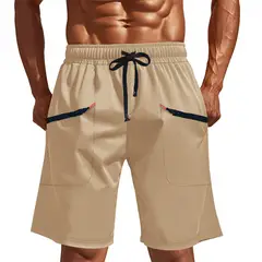 TIOZONEY - Pantalones cortos de verano con bolsillos - Marrón