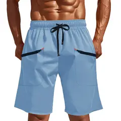 TIOZONEY - Pantalones cortos casuales ligeros - Azul
