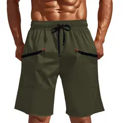 TIOZONEY - Pantalones cortos de verano con bolsillos - Verde