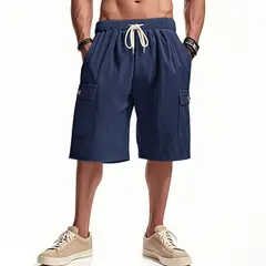 TIOZONEY - Pantalones cortos casuales ligeros - Azul