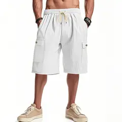 TIOZONEY - Pantalones cortos casuales ligeros - Blanco