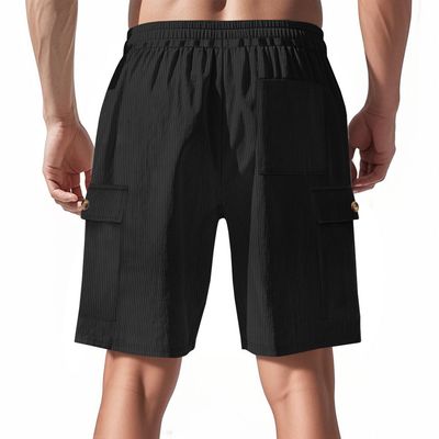Imagen 2 del producto Pantalones cortos de verano con bolsillos - Negro
