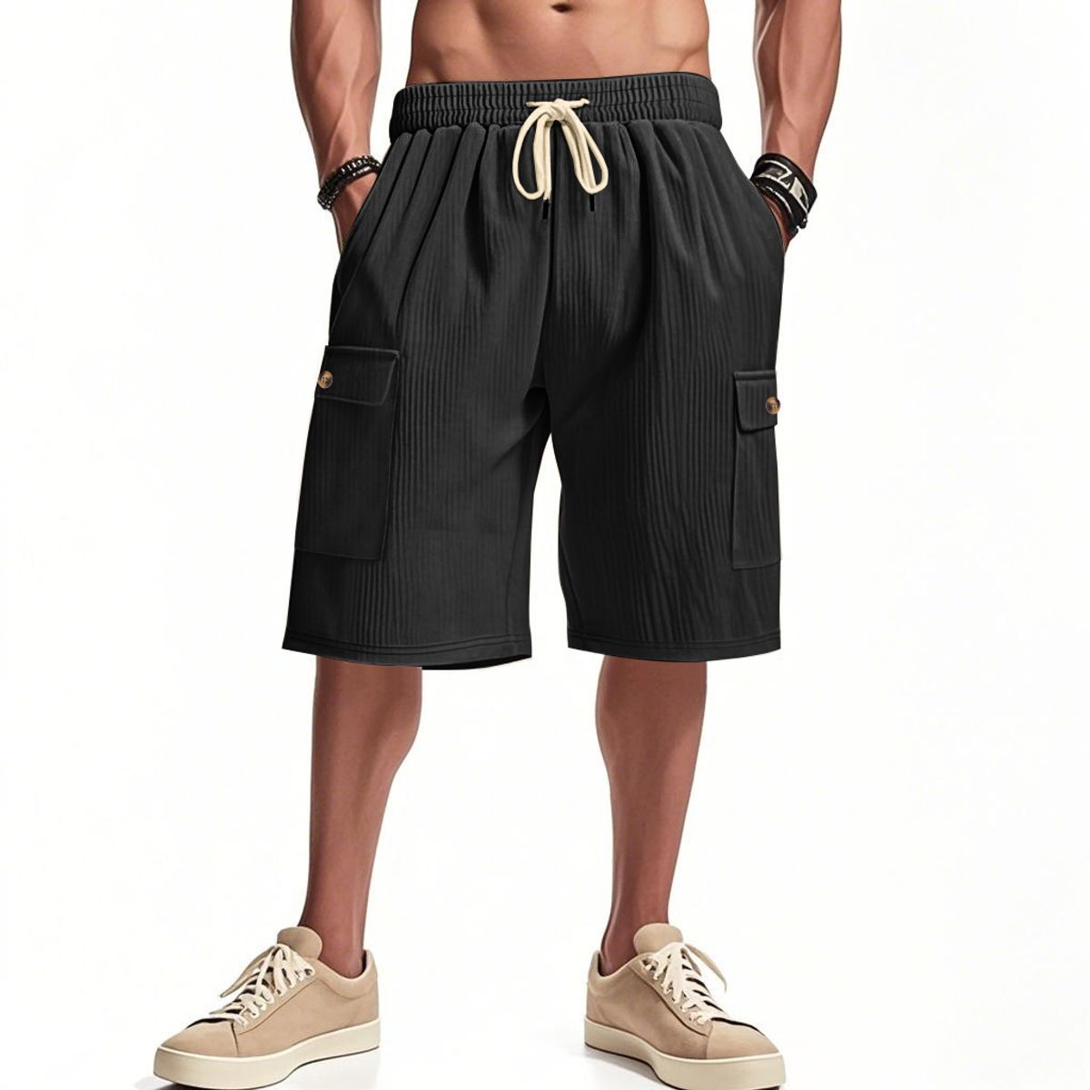 TIOZONEY - pantalones cortos de verano con bolsillos - Negro