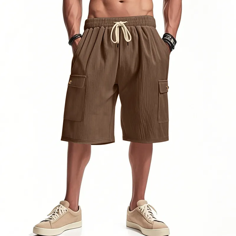 TIOZONEY - pantalones cortos de verano con bolsillos - Marrón