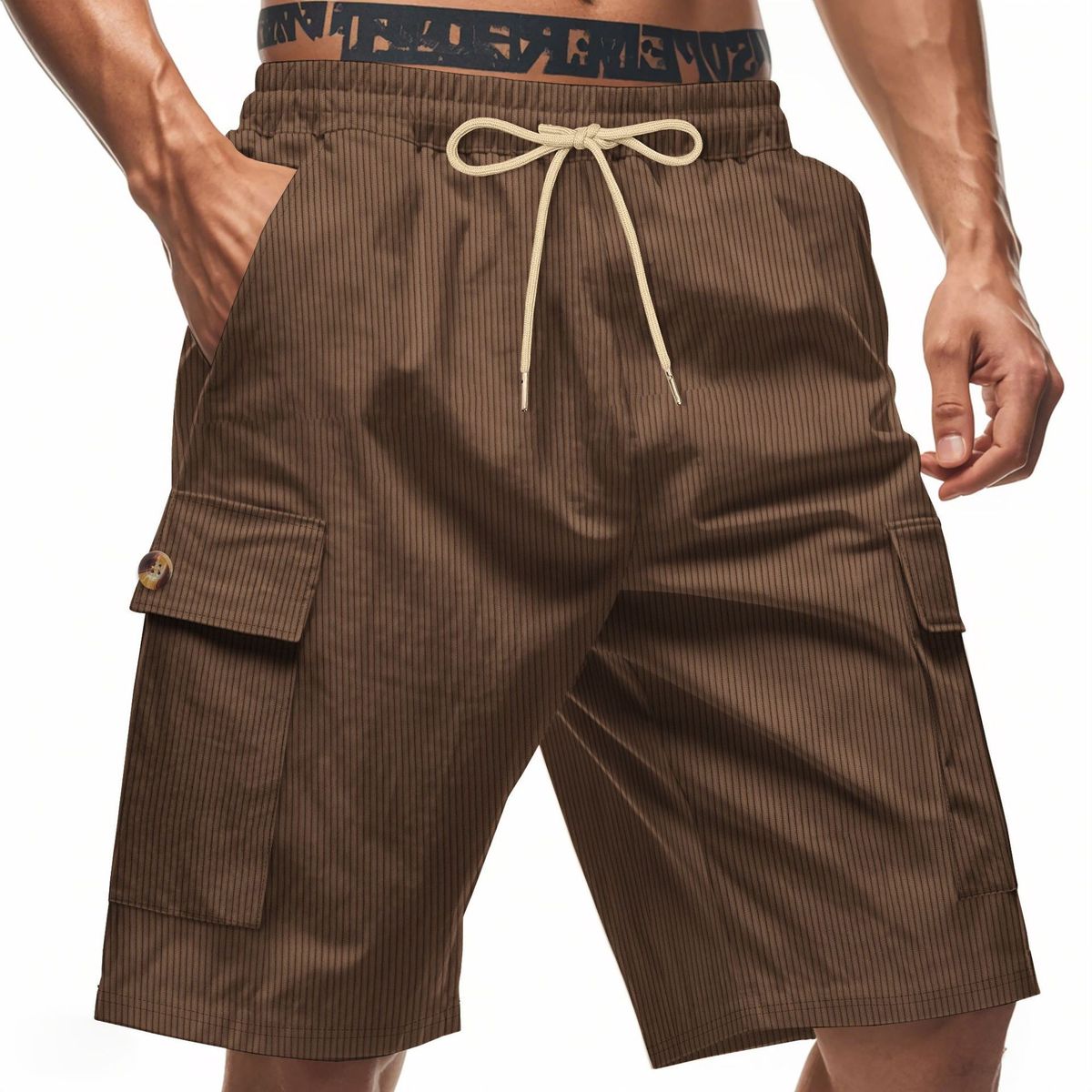 TIOZONEY - pantalones cortos de verano con bolsillos - Marrón