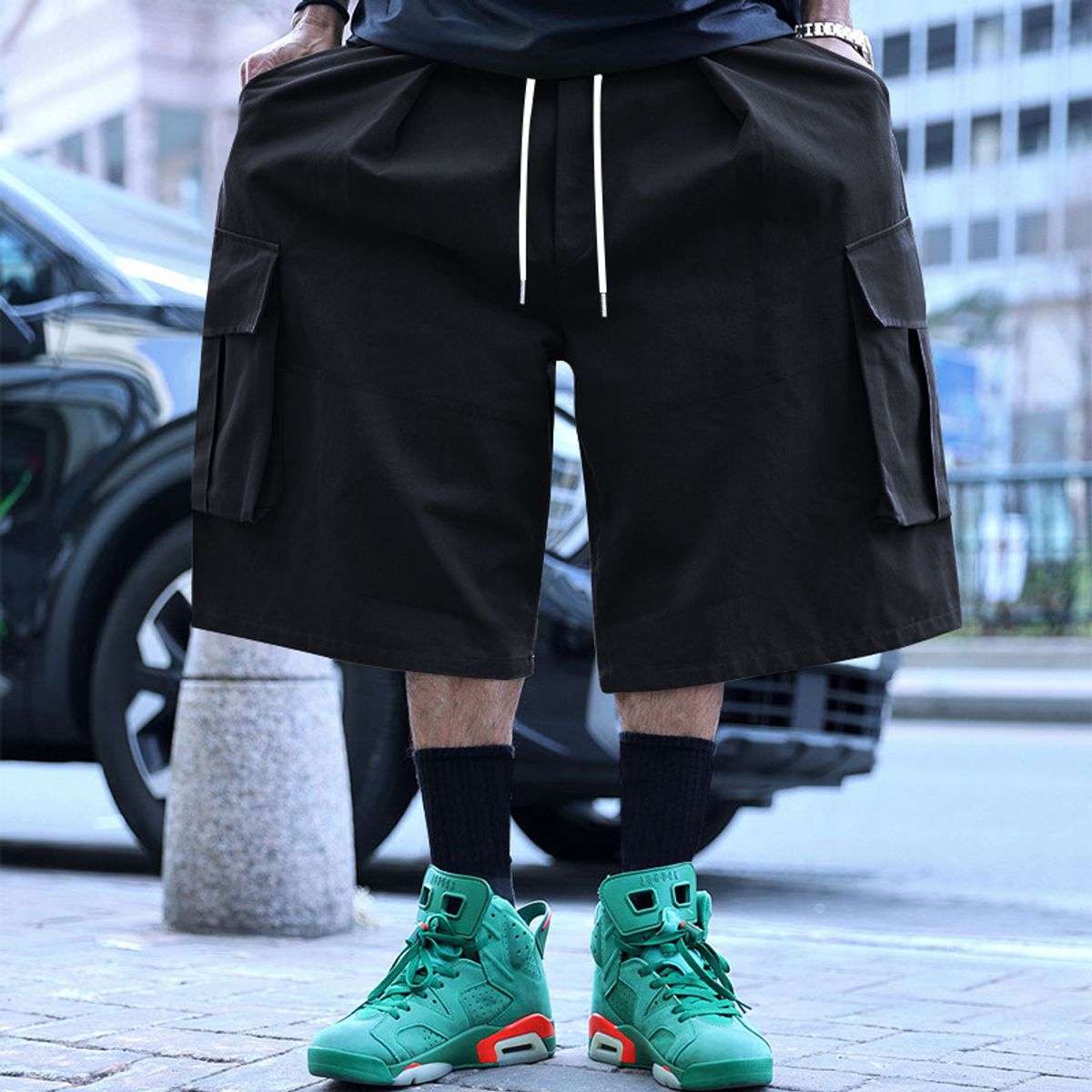 TIOZONEY - pantalones cortos de verano con bolsillos - Negro