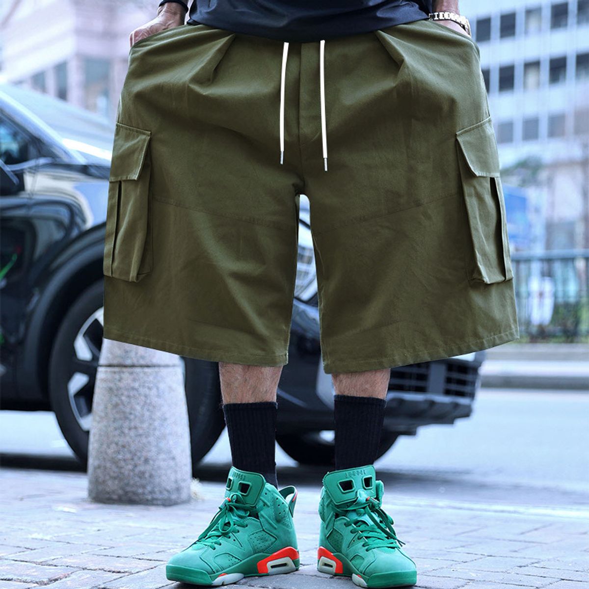 TIOZONEY - pantalones cortos de verano con bolsillos - Verde