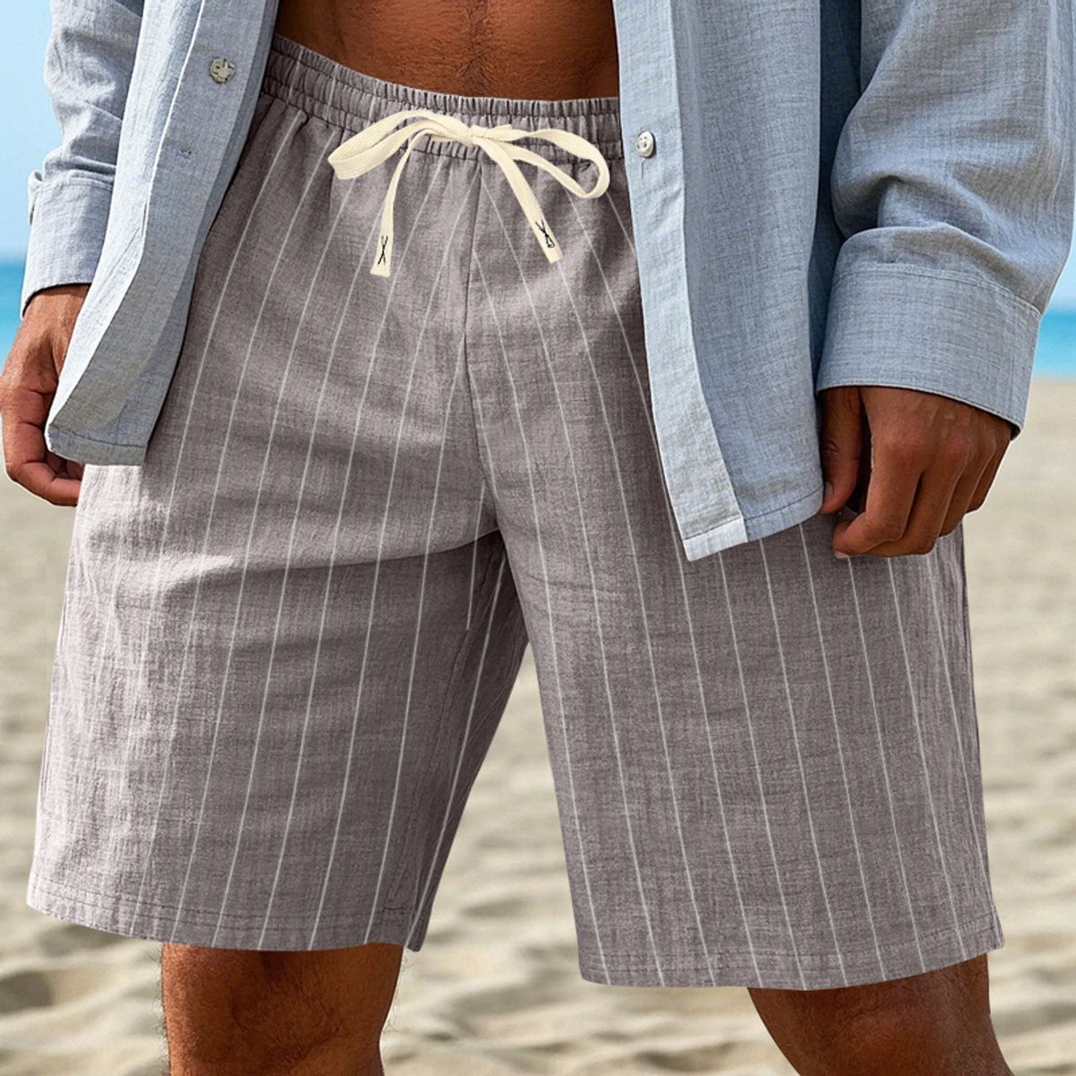 TIOZONEY - pantalones cortos de verano con bolsillos - Gris