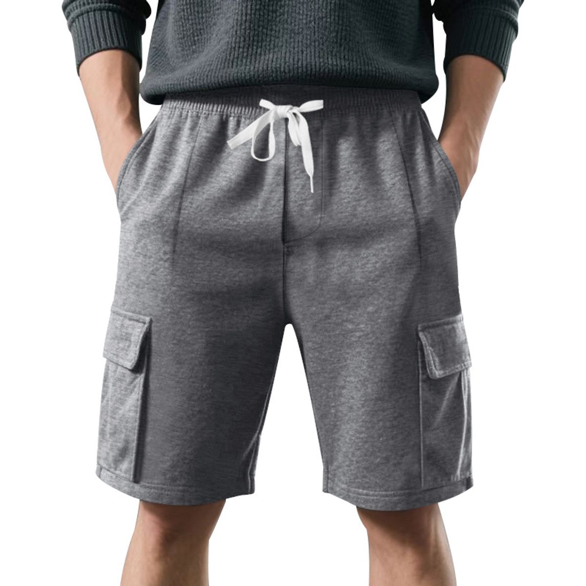 TIOZONEY - pantalones cortos de verano con bolsillos - Gris