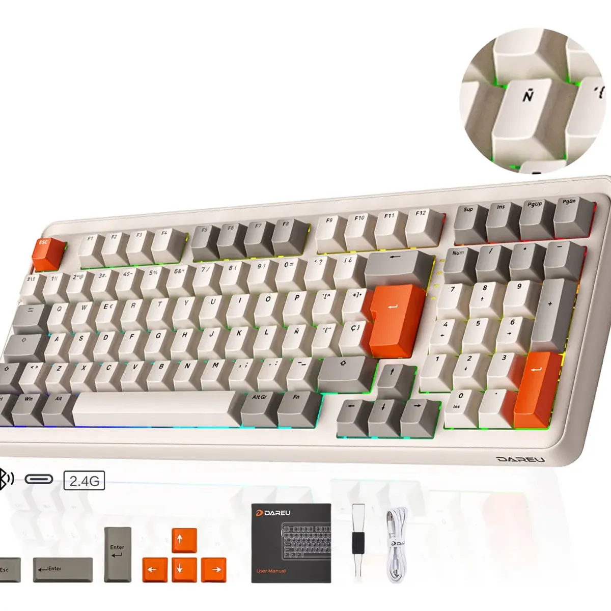 DAREU - Teclado Mecánico Gaming Dareu EK-98PRO 98% Bluetooth 2.4G Gasket Hot-Swap