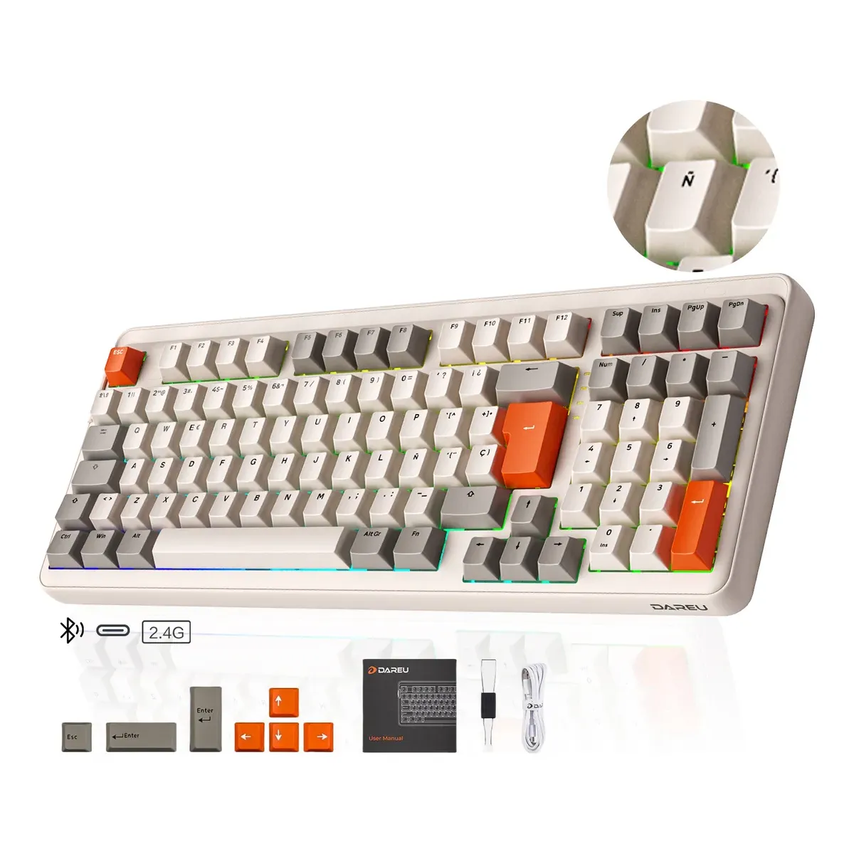 DAREU - Teclado Mecánico Gaming Dareu EK-98PRO 98% Bluetooth 2.4G Gasket Hot-Swap