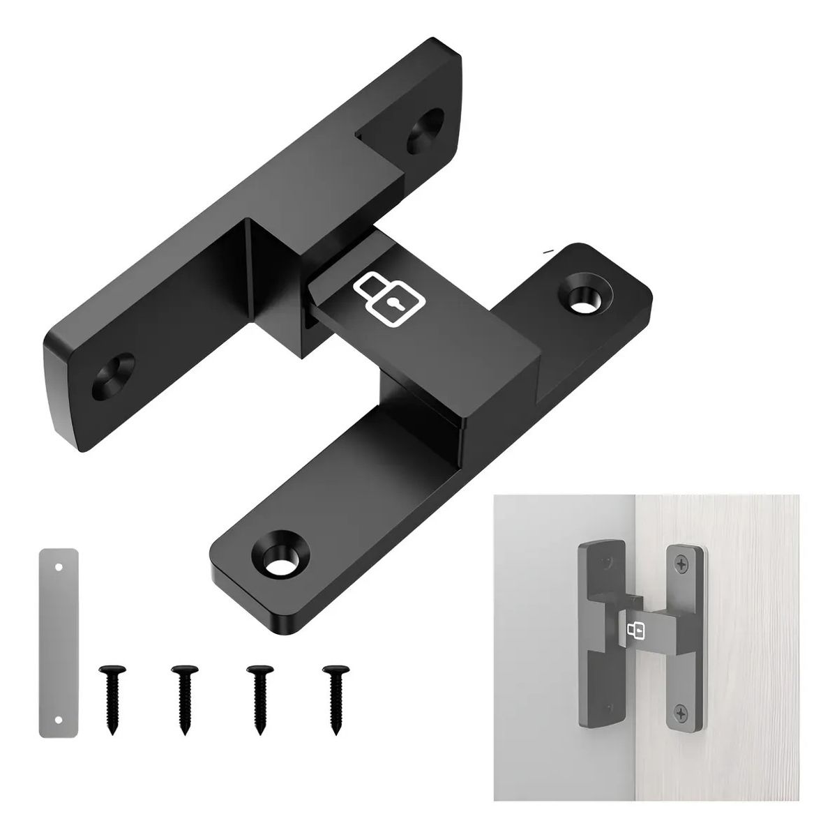 KUANGYE - 90° Antirrobo Enganche De Puerta Cerrojo Sin Taladrar