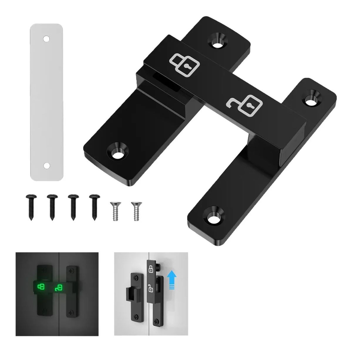 KUANGYE - 180° Antirrobo Enganche De Puerta Cerrojo Sin Taladrar