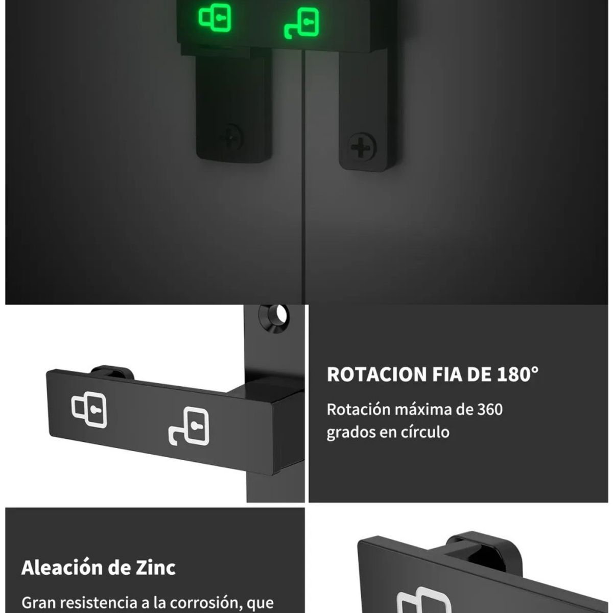 KUANGYE - 180° Antirrobo Enganche De Puerta Cerrojo Sin Taladrar