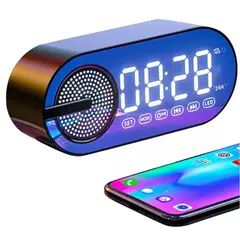 KUANGYE - Reloj Digital Despertador Led Con Bocina Bluetooth Y Radio Negro