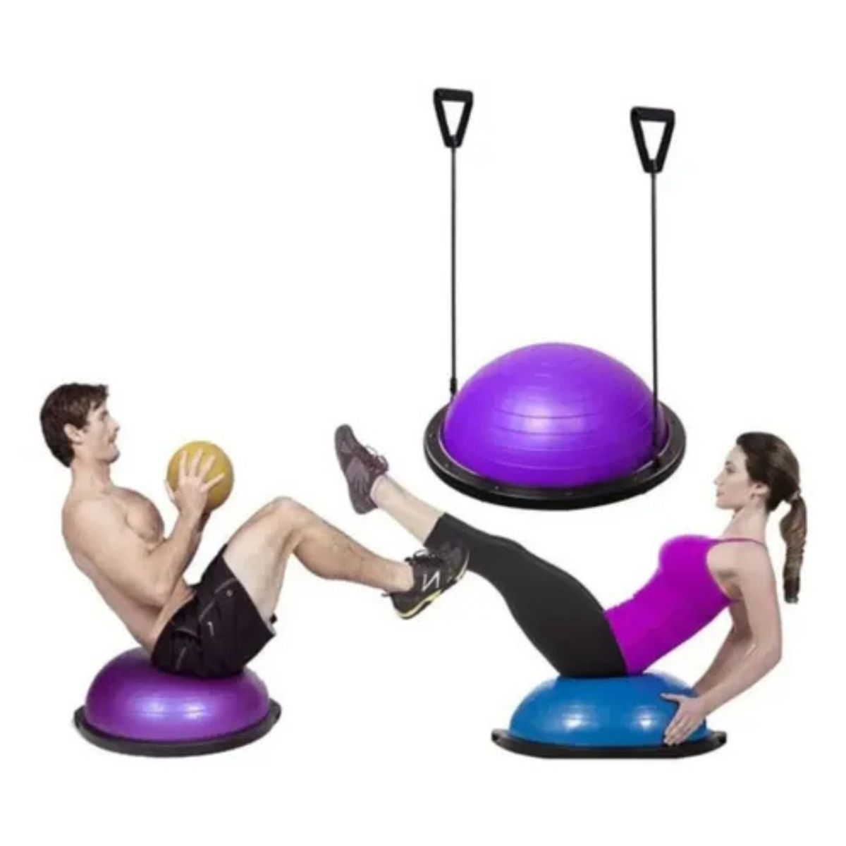 GENERICO - Pelota Bosu Medio Balon Con Manillas Yoga Pilates Lila