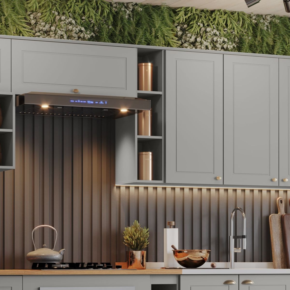 HOME MOBILI - Mueble Cocina Aéreo Especiero Cocina Americana Gris