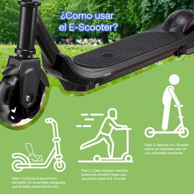 Imagen 2 del producto Monopatín Eléctrico Plegable E-Scooter 60W 24V2000mah Negro
