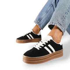HERIEL - Zapatilla Negra Plataforma Mujer