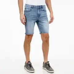 ELLUS - Short Tiro Medio Azul Claro Algodon Bci