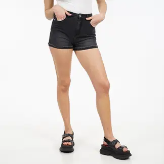 ELLUS - Short Tiro Ultra Alto Mom Fit Negro