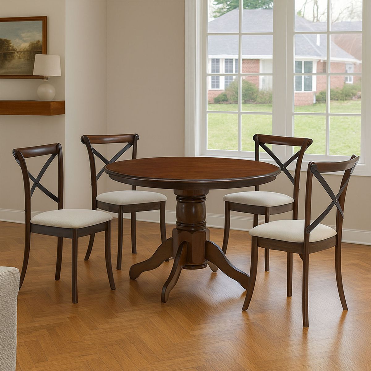 ALAIA HOME - Juego de Comedor Victoria Chocolate 4 Sillas Crossback