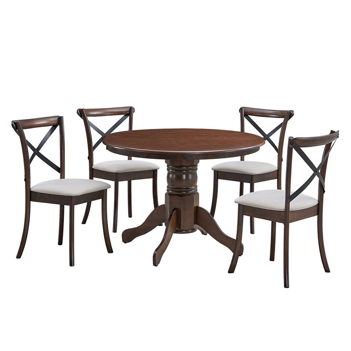 ALAIA HOME - Juego de Comedor Victoria Chocolate 4 Sillas Crossback