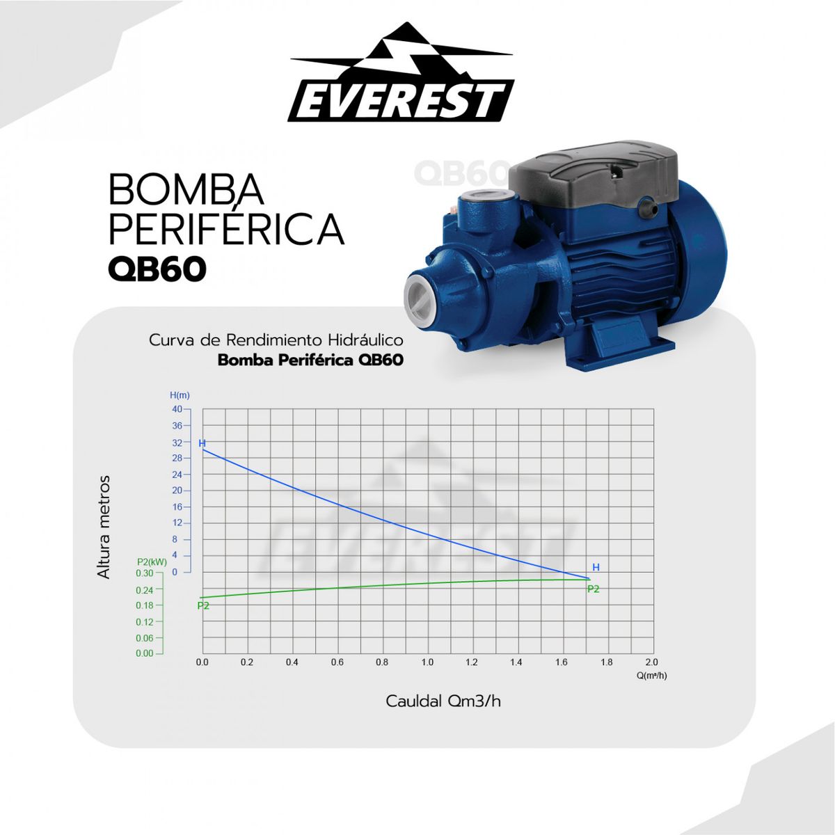 EVEREST - Bomba periferica 1/2hp 33 l/m 1"x1" qb60