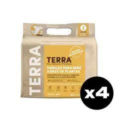 TERRA - Pañales Biodegradables x 4 Paquetes P 88 uns.