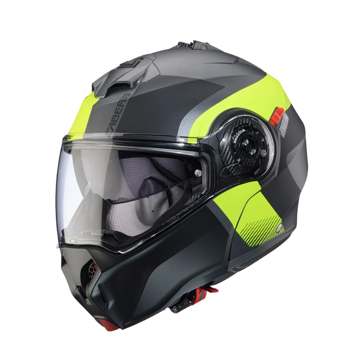 CABERG - Casco Para Moto Caberg Evo Indy Matt Gun Metal Yellow Fluor Black_.