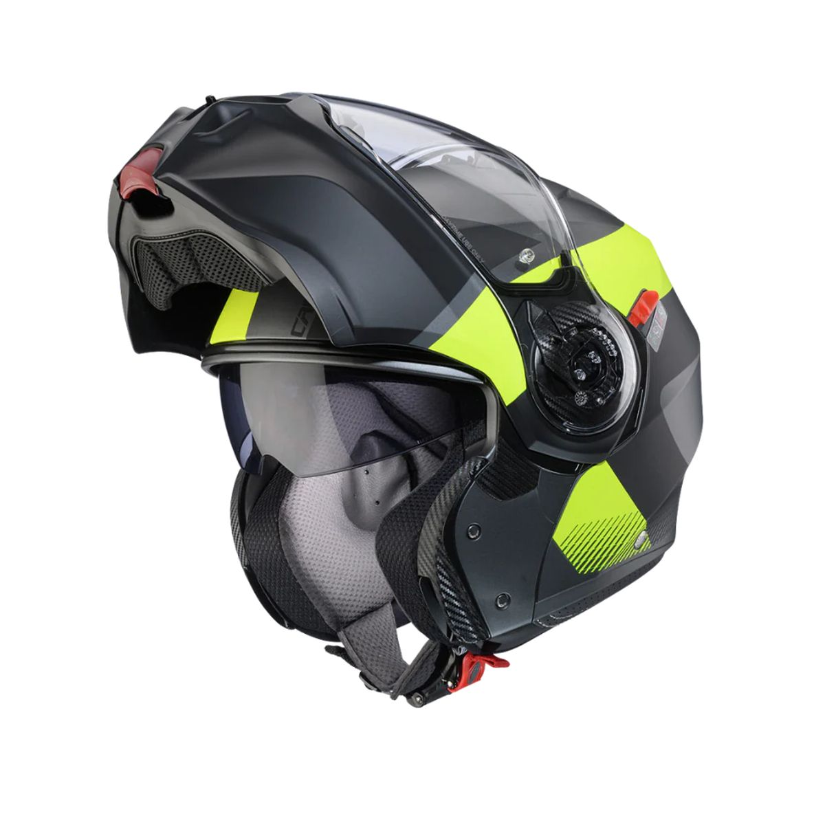 CABERG - Casco Para Moto Caberg Evo Indy Matt Gun Metal Yellow Fluor Black_.
