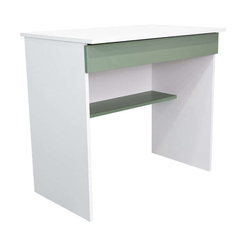 FMFURNITURE - Escritorio Con 1 Cajon 73x80x498 Cm Blanco Y Aguamarina