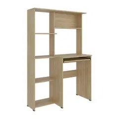 FMFURNITURE - Escritorio Con Portateclado Y Biblioteca Incorporada 150x100x40 Cm