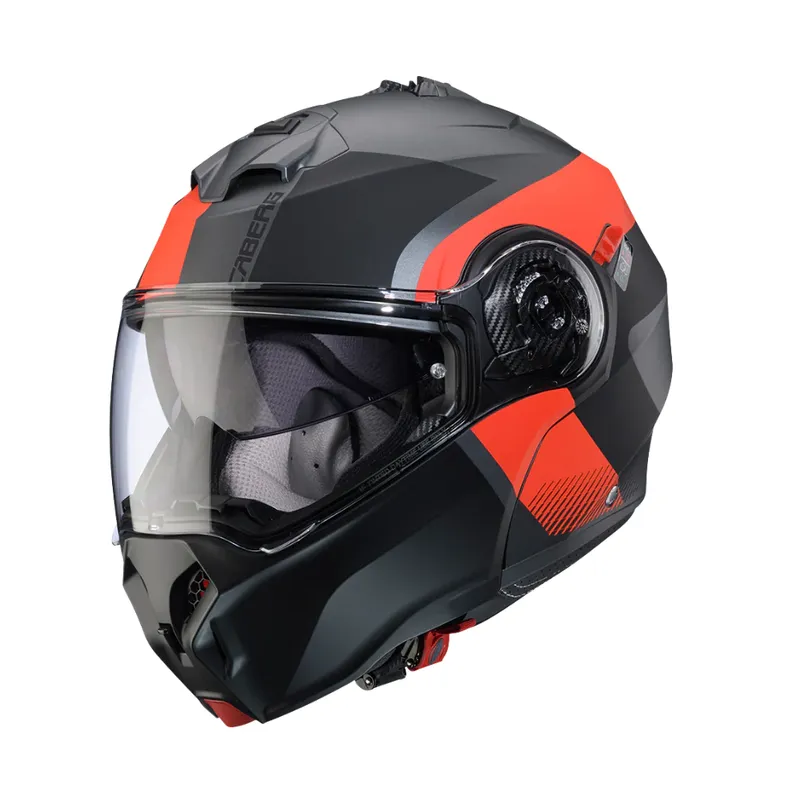 CABERG - Casco Para Moto Caberg Evo Indy Matt Gun Metal Red Fluor Black