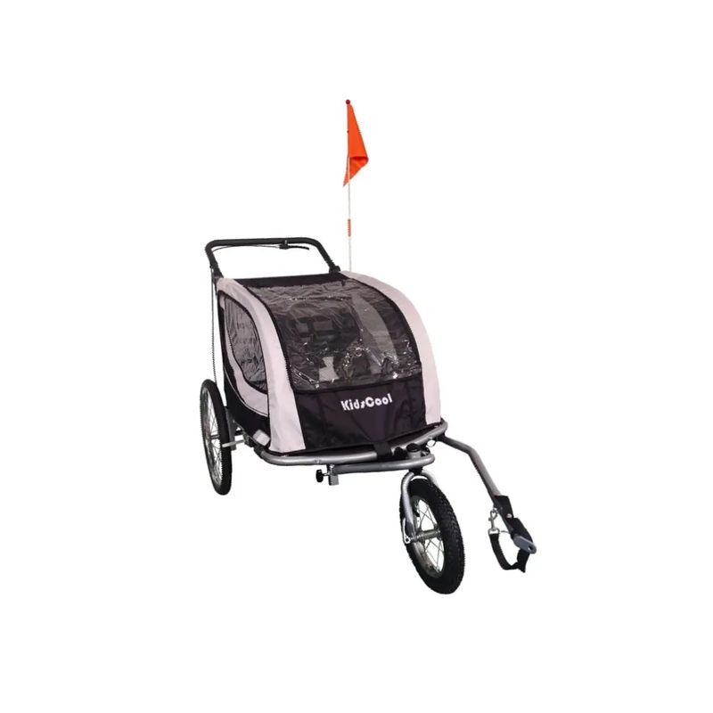 KIDSCOOL - CARRITO JOGGER BABY TRAILER PARA 2 NIÑOS NEGRO