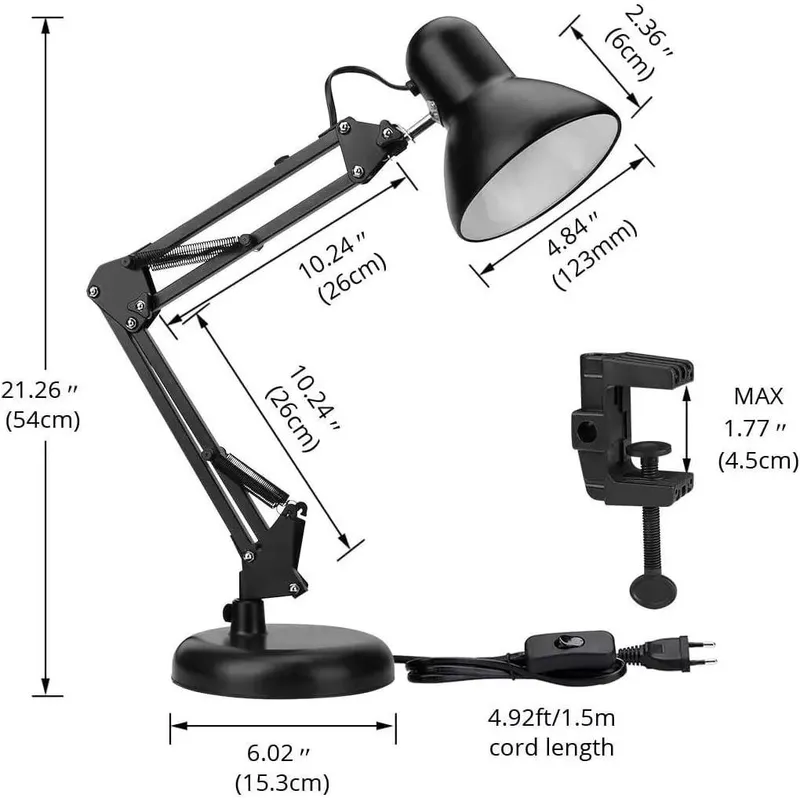 GENERICO - Lampara brazo flexible escritorio base de mesa clip