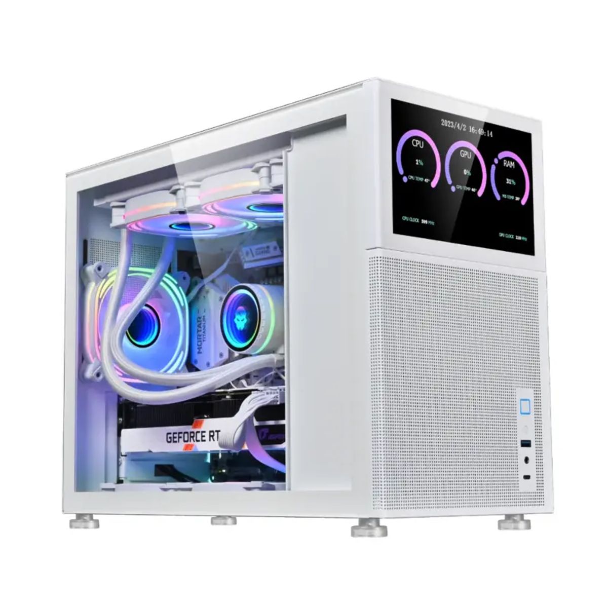 KRONOS - Gabinete Kronos Magic Pantalla Modular mATX USB 3.0 Vidrio Blanco