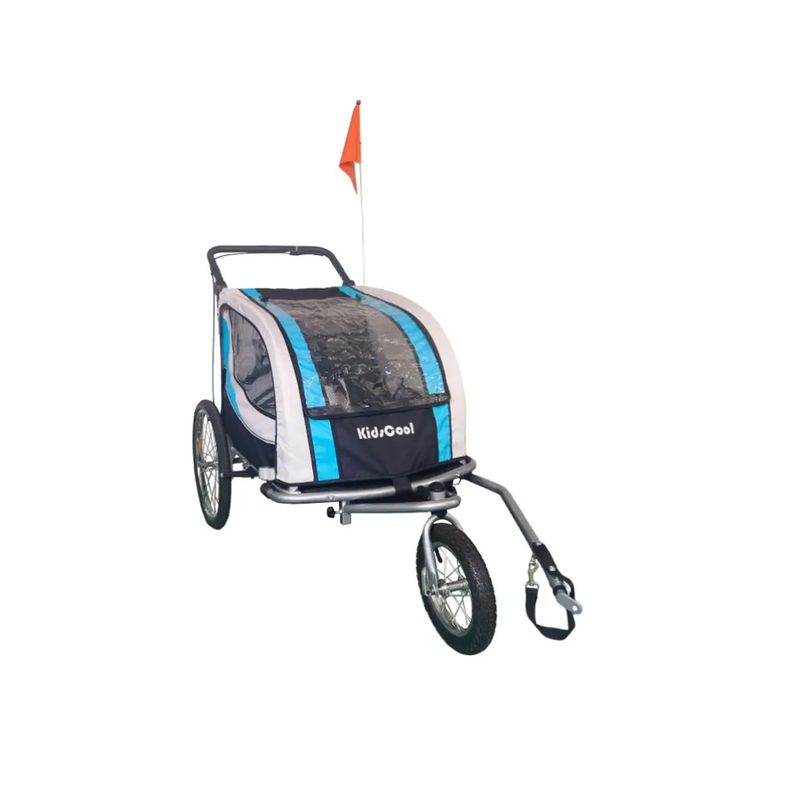 KIDSCOOL - CARRITO JOGGER BABY TRAILER PARA 2 NIÑOS AZUL